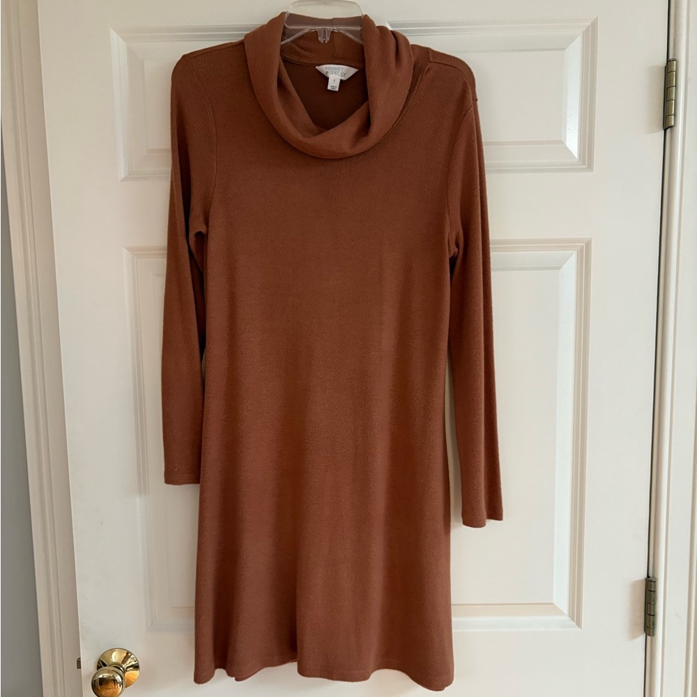 Market & Spruce Rust Long Sleeve Cowl Neck Dress